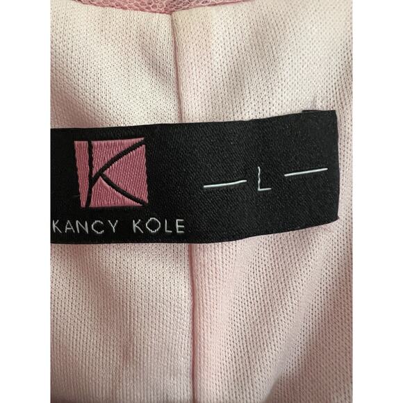 KANCY KOLE Pink All Over Sequin Open Front Cardigan Jacket Blazer Sz L - Picture 8 of 11